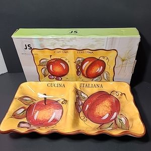 Cucina Italiana Fruits Design Ceramic Divided Appetizer Serving Platter